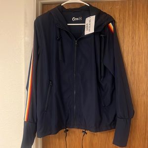 Brand new Zyia Navy rainbow bomber jacket, size M, NWT